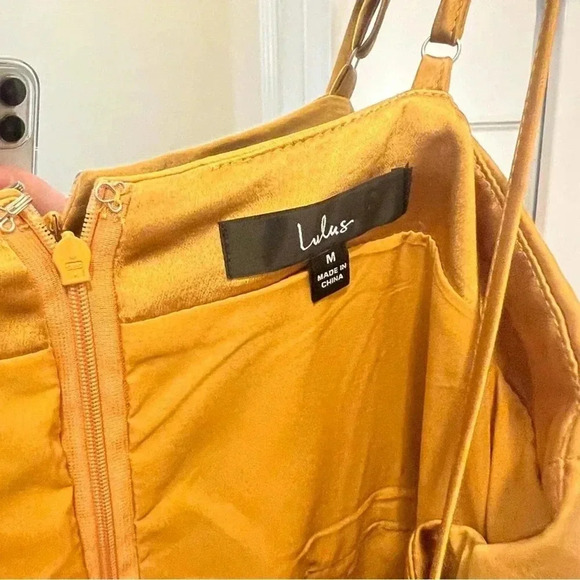 651 Lulus Dreams Come True Satin Ruffle Cocktail Mini Dress - Picture 3 of 7